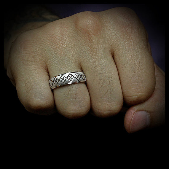 Men's Wedding Band - Preppy - Moissanite Rings