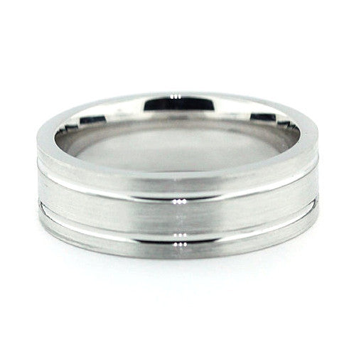 Men's Wedding Band - Double Line - Moissanite Rings