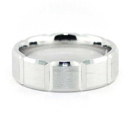 Men's Wedding Band - Squared - Moissanite Rings