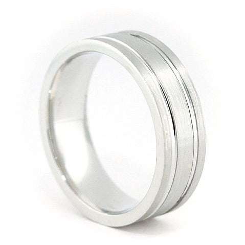 Men's Wedding Band - Double Line - Moissanite Rings