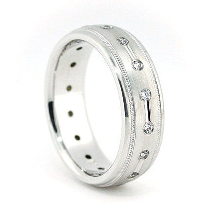 Millgrain Edge Men's Diamond  Wedding Band - Magnetic - Moissanite Rings