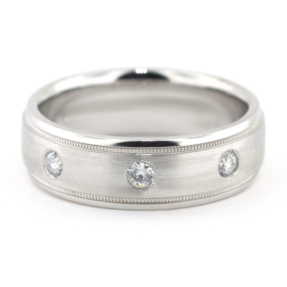 Men's Diamond Wedding Band - Tres - Moissanite Rings