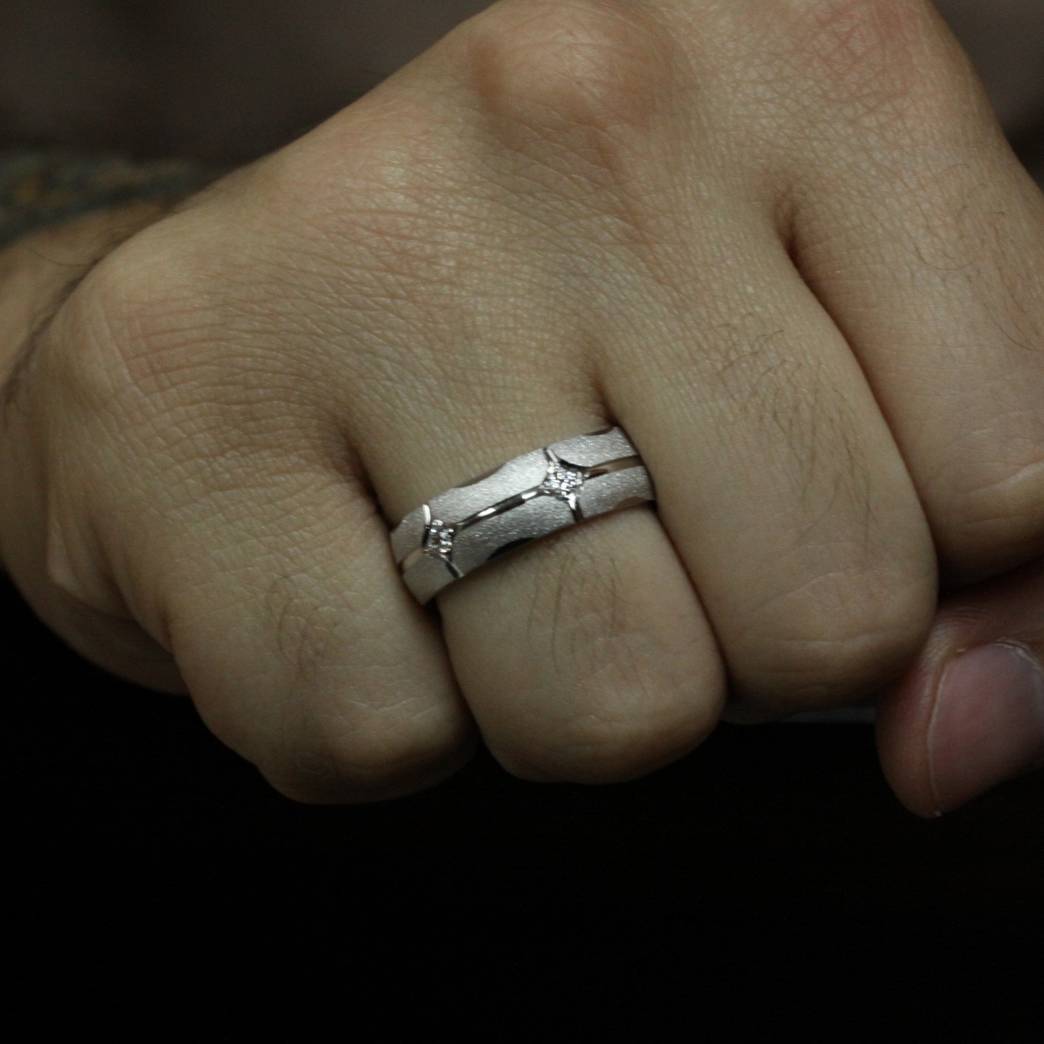 Men's Diamond Wedding Band - Twilight - Moissanite Rings