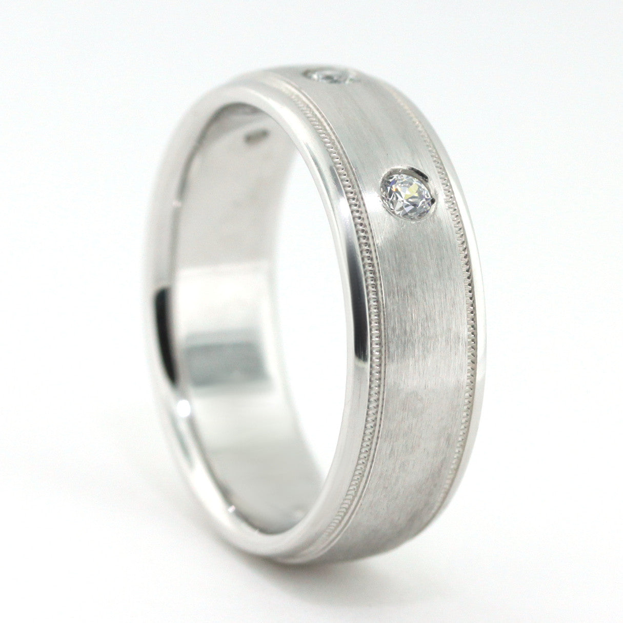 Men's Diamond Wedding Band - Tres - Moissanite Rings