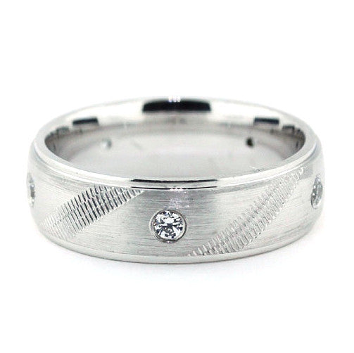 Men's Diamond  Wedding Band - Bases Loaded - Moissanite Rings