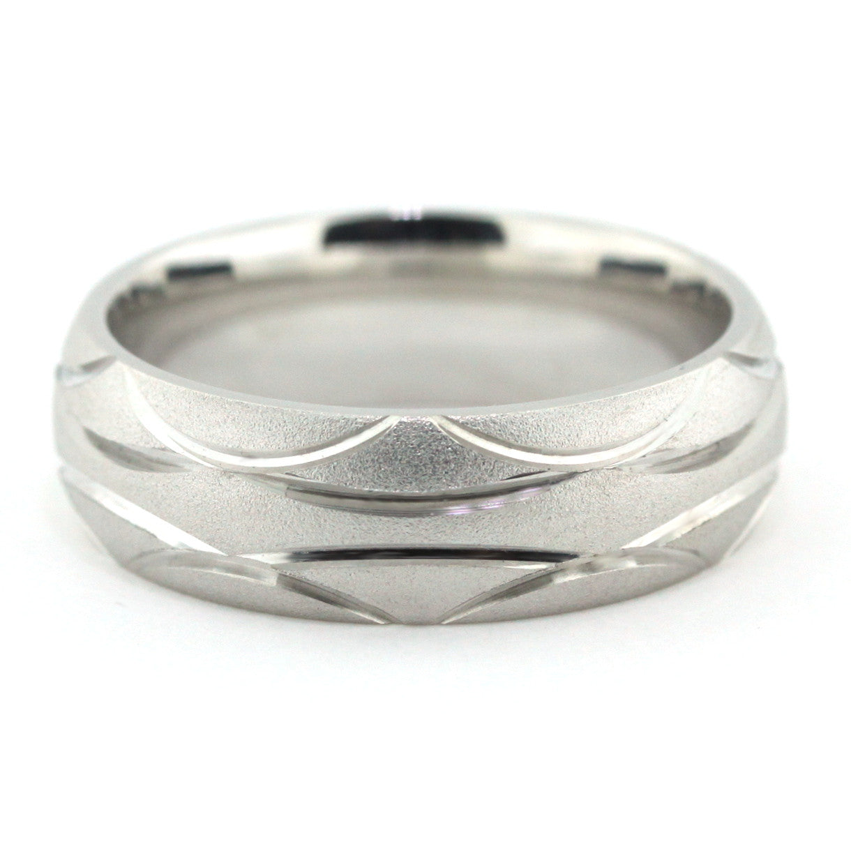 Men's Wedding Band - Waves - Moissanite Rings