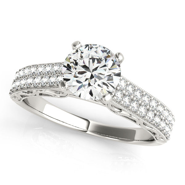 Double Diamond Band Moissanite Engagement Ring - Delilah - Moissanite Rings