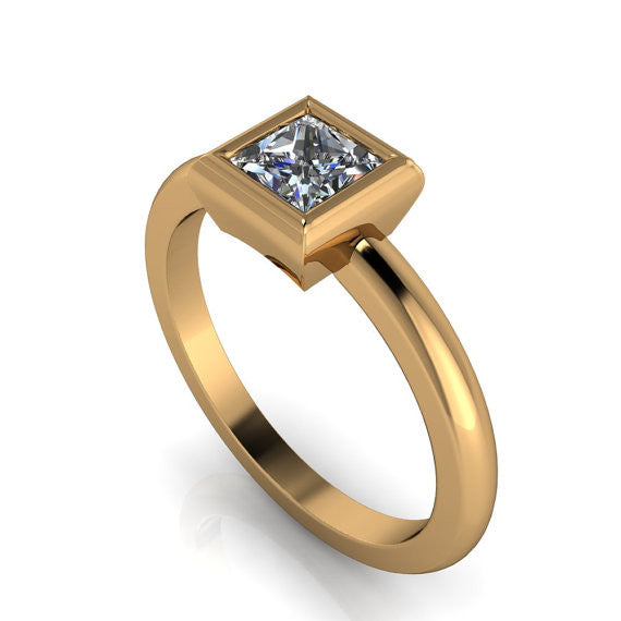 Princess Cut Moissanite Solitaire Engagement Ring - Priscilla - Moissanite Rings