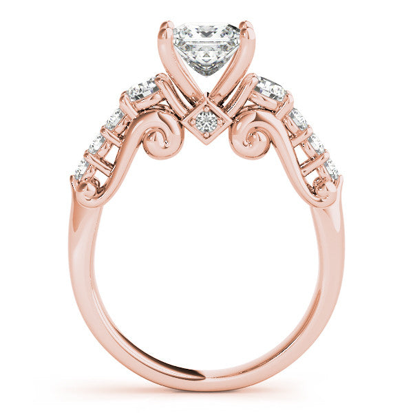 Engagement Ring Diamond Setting 1.75 ct Princess Cut Moissanite Center and Diamond Wedding Band - Renee - Moissanite Rings