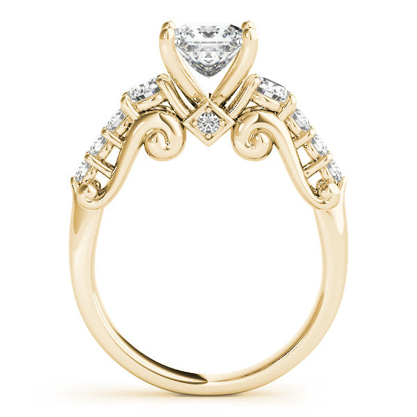 Engagement Ring Diamond Setting 1.75 ct Princess Cut Moissanite Center and Diamond Wedding Band - Renee - Moissanite Rings