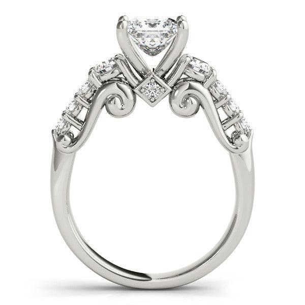 Engagement Ring Diamond Setting 1.75 ct Princess Cut Moissanite Center and Diamond Wedding Band - Renee - Moissanite Rings