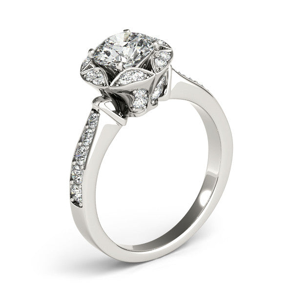 Art Deco Inspired Engagement Ring Diamond Setting Moissanite Center - Gwen - Moissanite Rings
