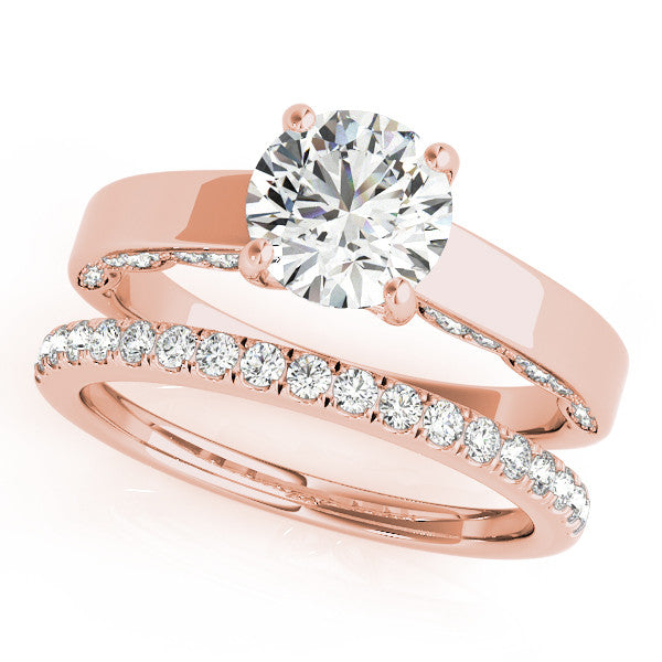 Diamond Surprise Engagement Ring Moissanite Center Stone Wedding Set - Moissanite Rings