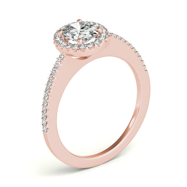 Oval Moissanite Engagement Ring Diamond Halo Setting - Olive - Moissanite Rings