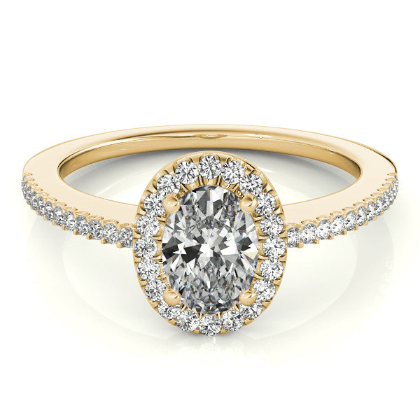 Oval Moissanite Engagement Ring Diamond Halo Setting - Olive - Moissanite Rings