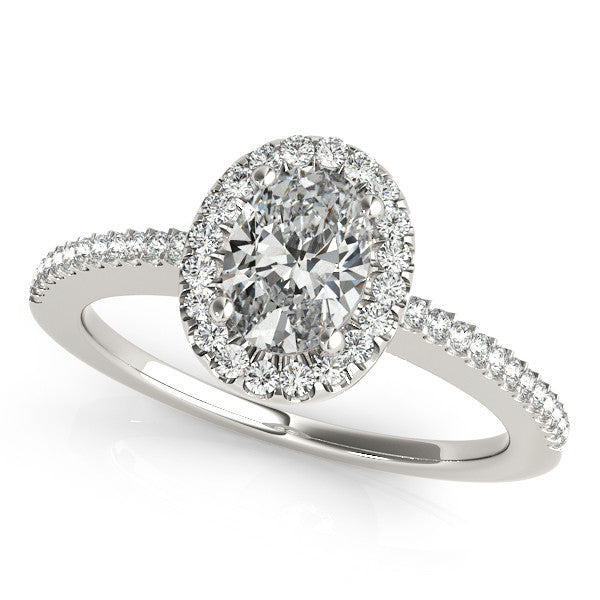 Oval Moissanite Engagement Ring Diamond Halo Setting - Olive - Moissanite Rings