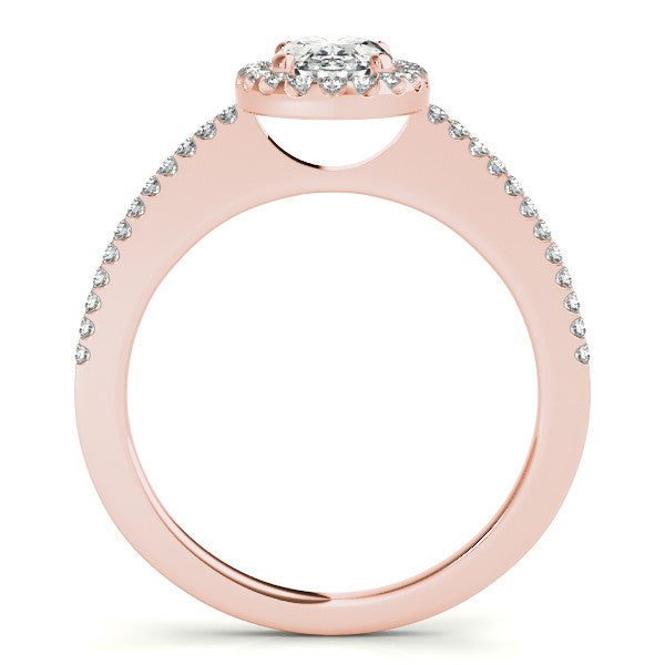 Oval Moissanite Engagement Ring Diamond Halo Setting - Olive - Moissanite Rings