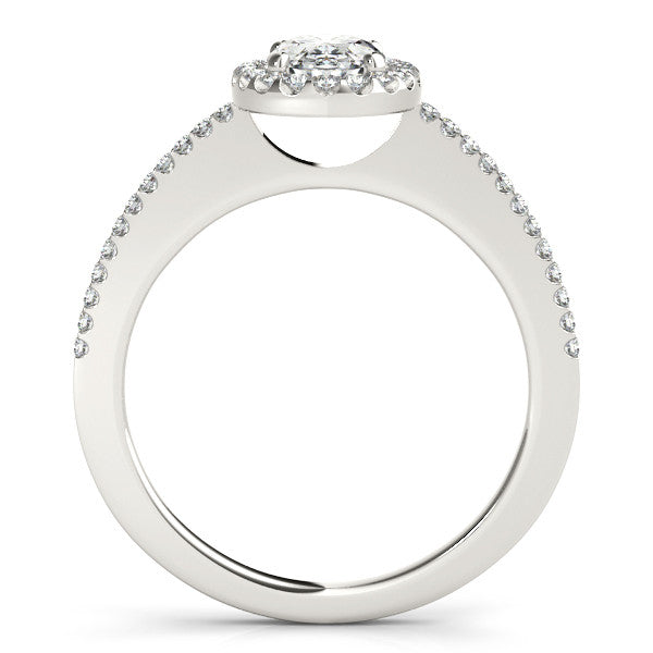 Oval Moissanite Engagement Ring Diamond Halo Setting - Olive - Moissanite Rings
