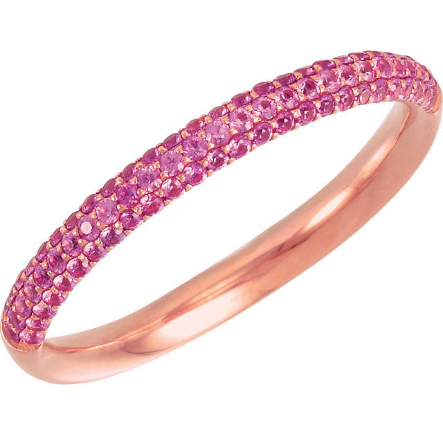 Pink Sapphire Gemstone Band - Pretty in Pink - Moissanite Rings