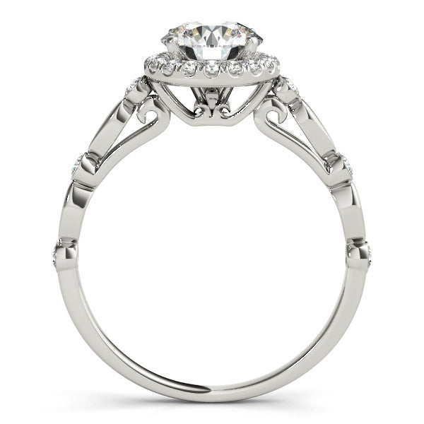 Round Moissanite Engagement Ring Diamond Setting with Matching Wedding Band- Twilight - Moissanite Rings