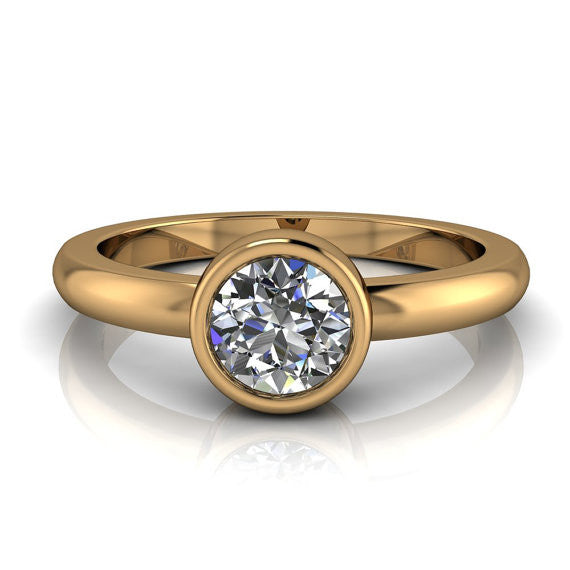Bezel Set Solitaire Moissanite Engagement Ring - I Will - Moissanite Rings