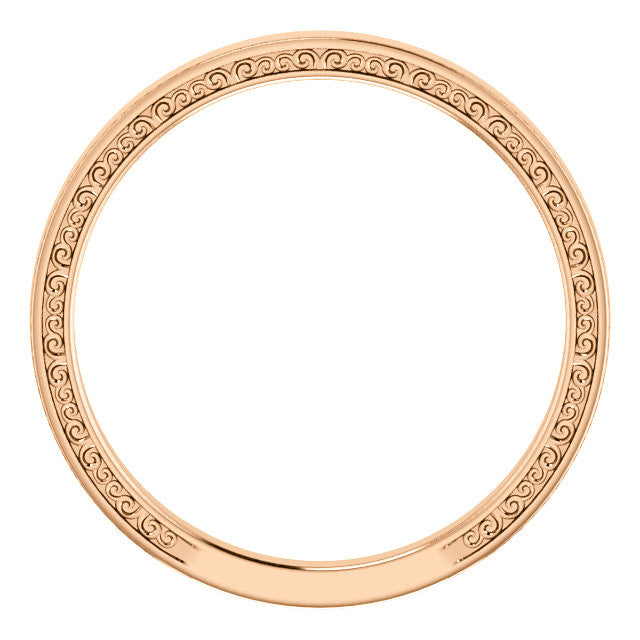 Surprise Engraving Plain Gold Wedding Band - Moissanite Rings
