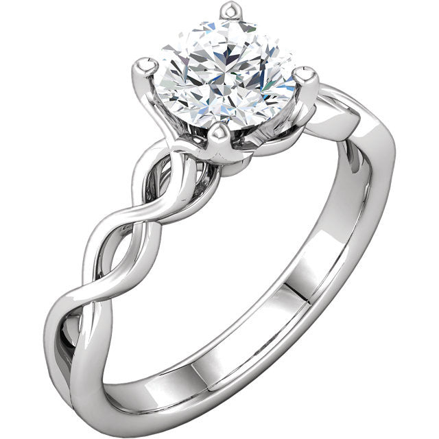 Twisted Band Solitaire Moissanite Engagement Ring - Moissanite Rings