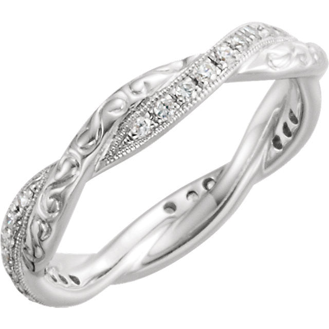Twisted Engraved Diamond Eternity Band - Moissanite Rings