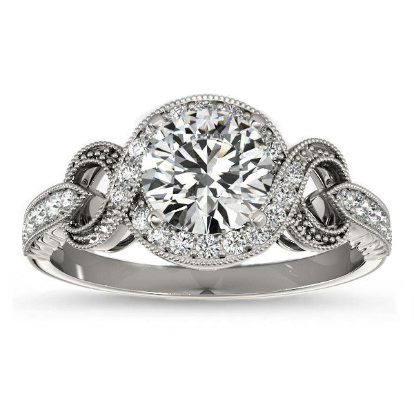 Vintage Inspired Moissanite and Diamond Engagement Ring - Vine - Moissanite Rings