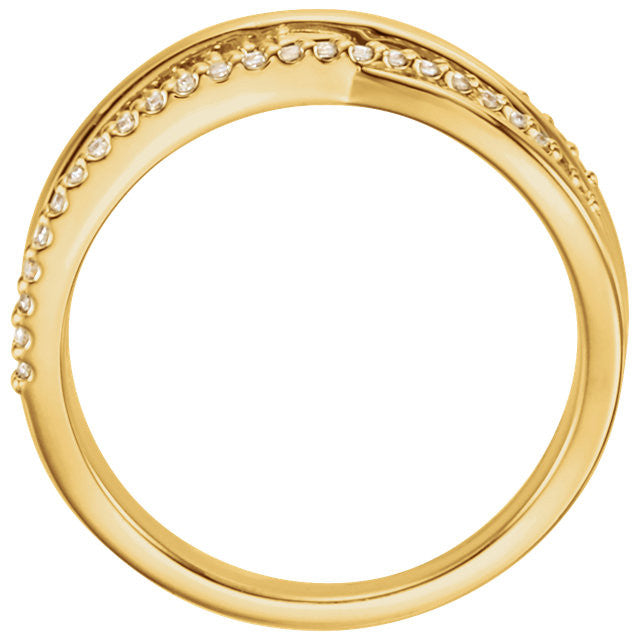 Yellow Gold Criss Cross Diamond Ring - Moissanite Rings