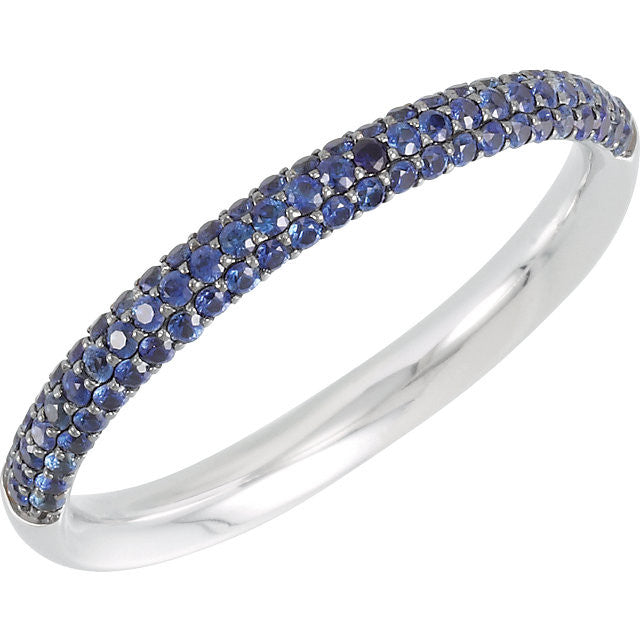 Blue Sapphire Pave Band - Blue Band - Moissanite Rings