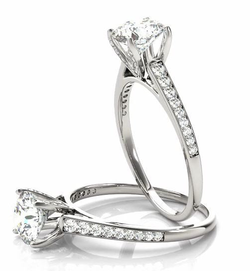 Diamond Wedding Set Moissanite Center Engagement Rigng -  Fina - Moissanite Rings