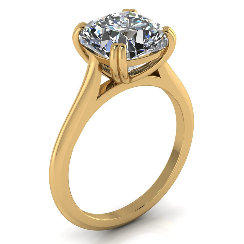 Classic Cathedral Solitaire Engagement Ring with Cushion-Cut Large Cen