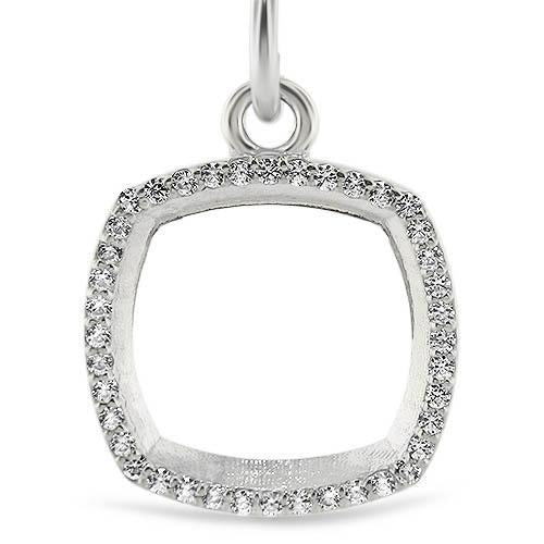 Diamond Cushion Shaped Outline Pendant - Moissanite Rings