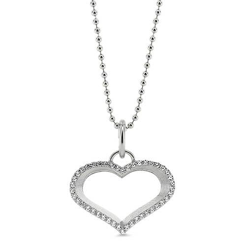 Diamond Outline Heart Necklace - Moissanite Rings