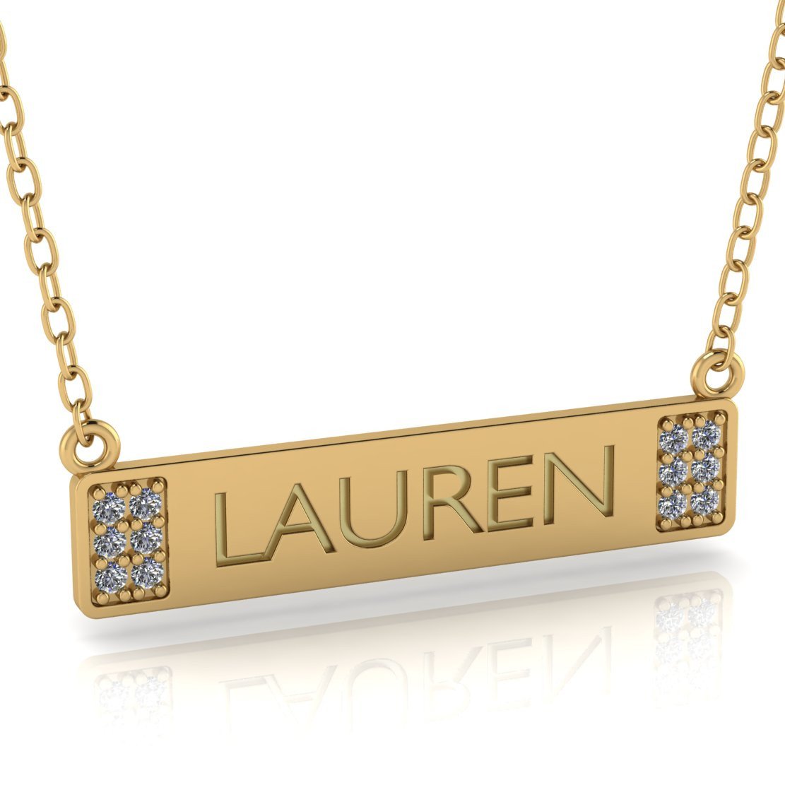 Nameplate Gold with Diamonds - Moissanite Rings
