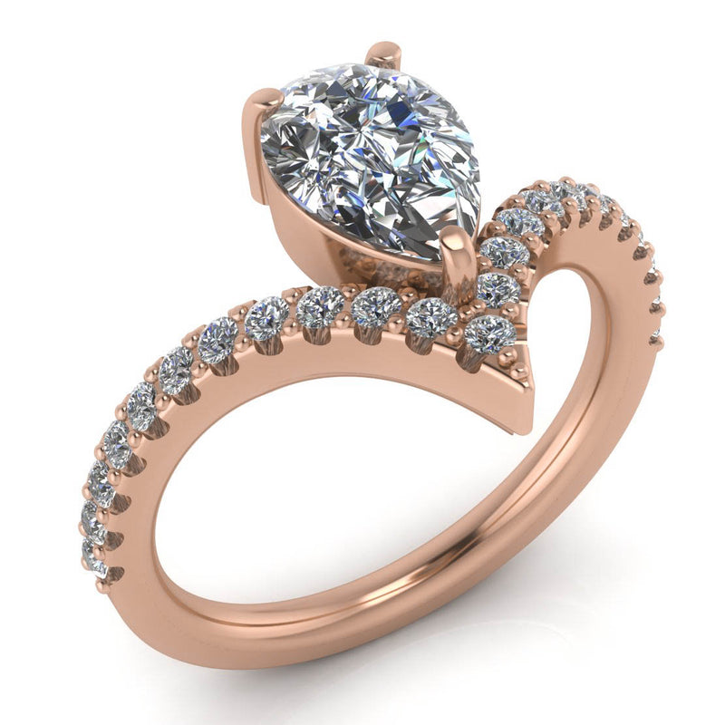 Pear Moissanite Engagement Ring Diamond Setting - Riviera - Moissanite Rings