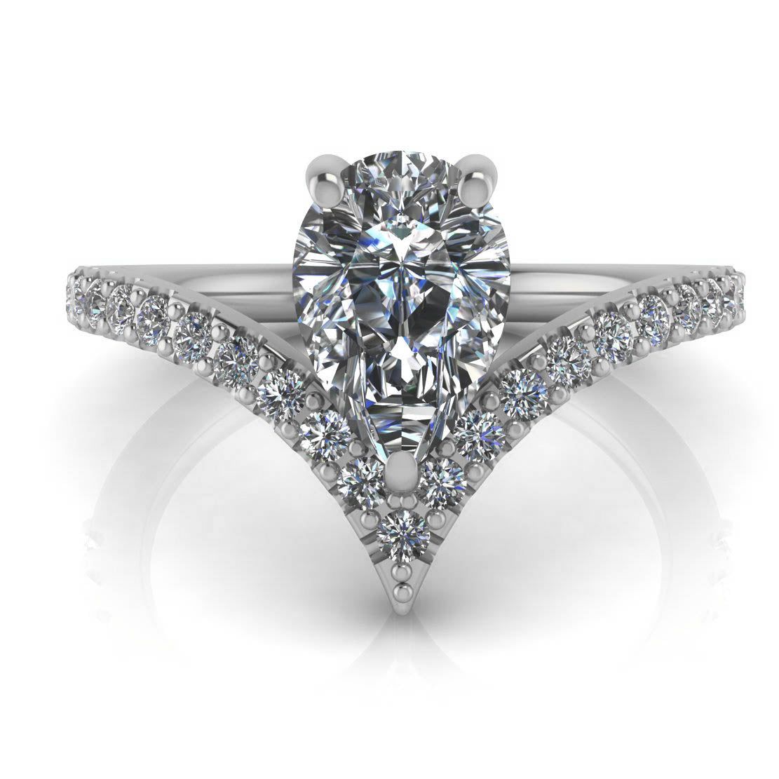 Pear Moissanite Engagement Ring Diamond Setting - Riviera - Moissanite Rings