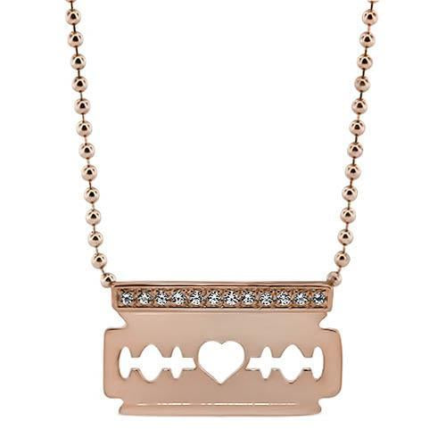 Razor blade store heart necklace